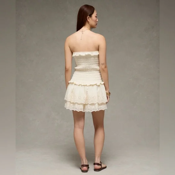 American Eagle Strapless Smocked Mini Ruffle Dress - Picture 2 of 5